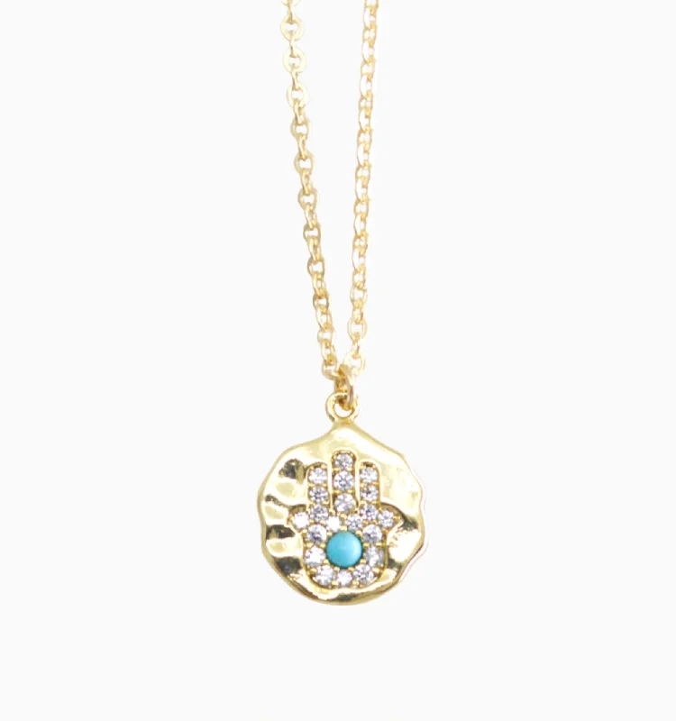 sapphire pendant necklace -Hamsa Necklace