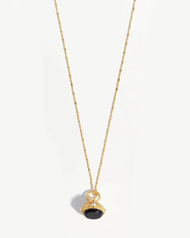 unique gemstone crystal necklace -Harris Reed Golden Seal Necklace | 18ct Gold Plated/Pearl