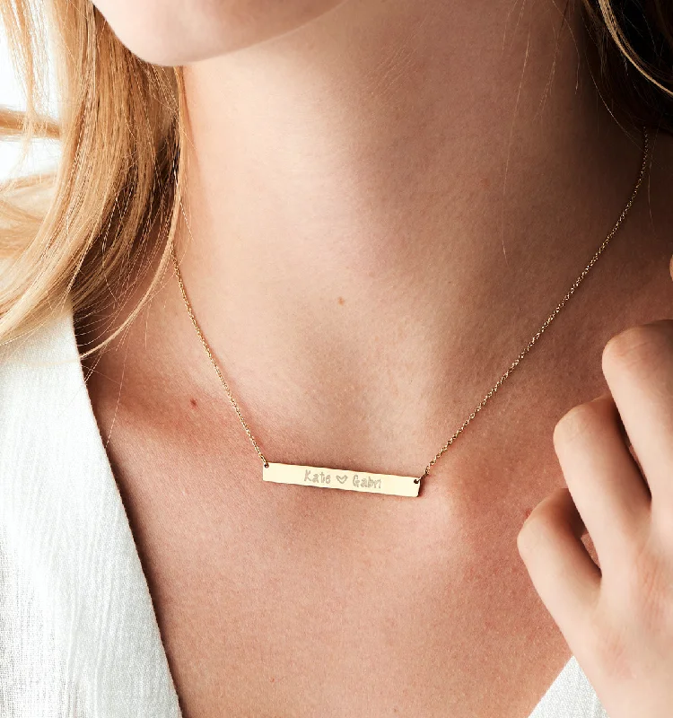 charm necklace with initials -Bar Necklace