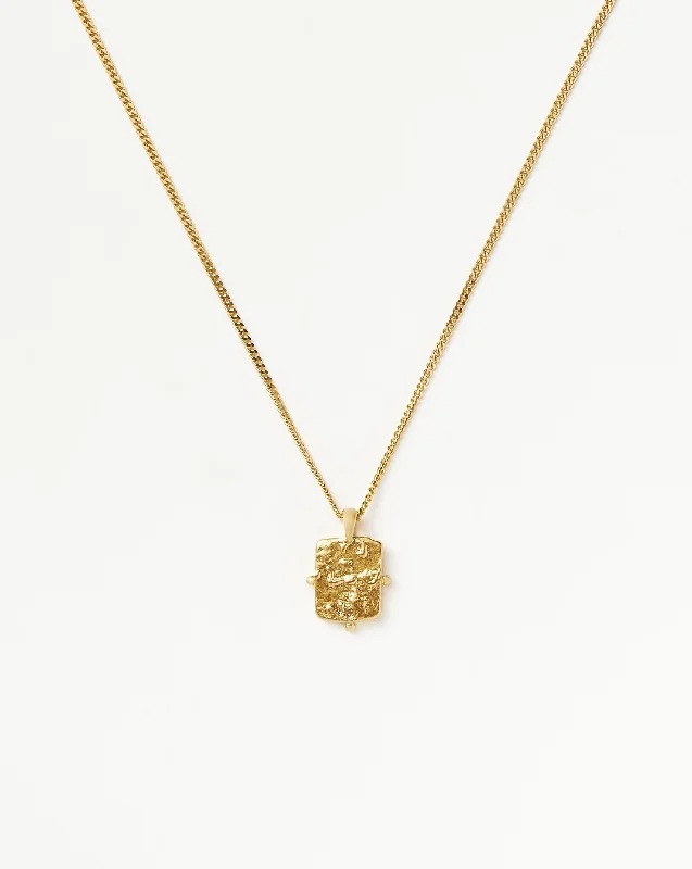 double layer necklace for women -Lucy Williams Engravable Beaded Square Coin Pendant Necklace | 18ct Gold Vermeil