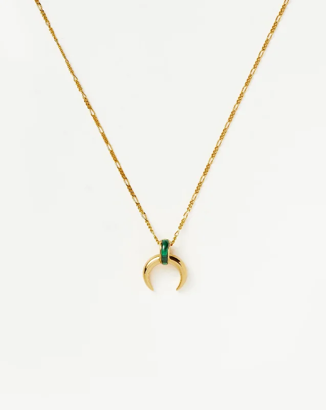 moonstone pendant necklace -Lucy Williams Malachite Horn Pendant Necklace | 18ct Gold Vermeil/Malachite