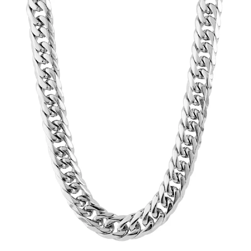 dainty circle pendant necklace -Men's Polished Stainless Steel Curb Chain - 24 inches