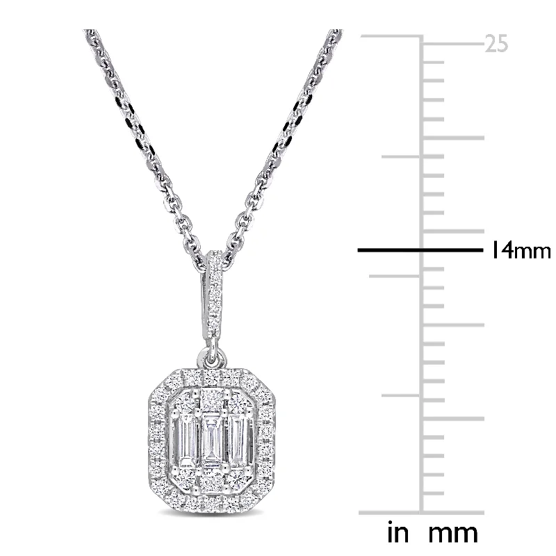 oval pendant necklace for women -Miadora 1/2ct TDW Multi-Shape Diamond Geometric Cluster Necklace in 14k White Gold