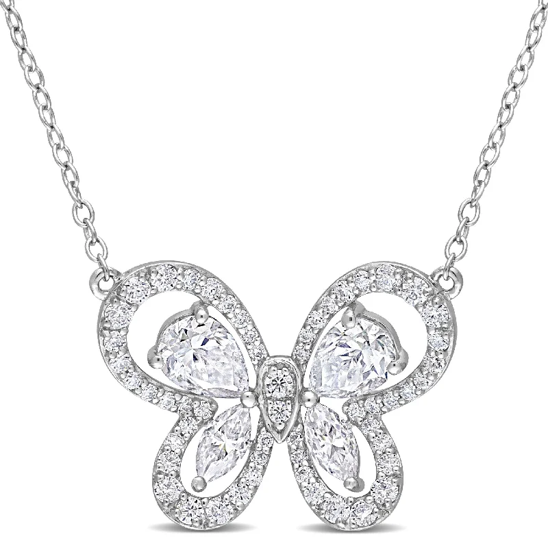 infinity symbol necklace -Miadora 1 3/4ct DEW Created Moissanite Butterfly Necklace Sterling Silver