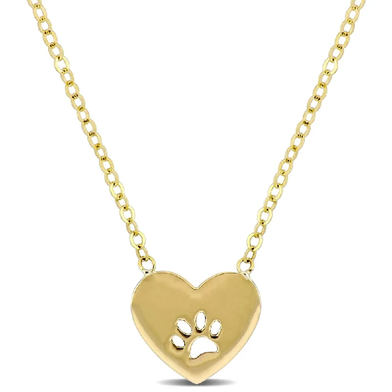 heart-shaped pendant necklace -Miadora 10k Yellow Gold Heart Paw Necklace