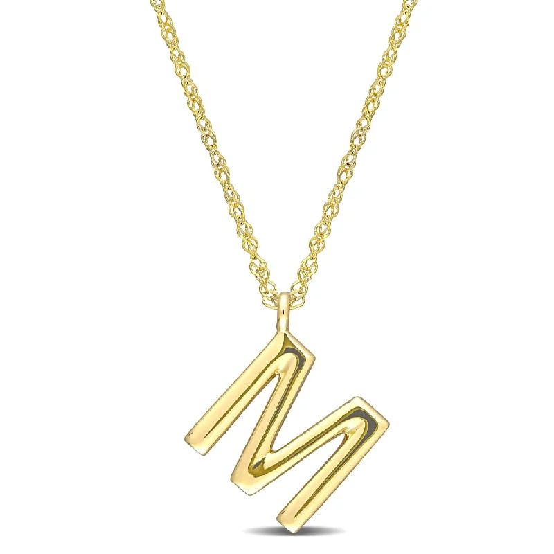 dainty circle pendant necklace -Miadora 14k Yellow Gold M Initial Necklace