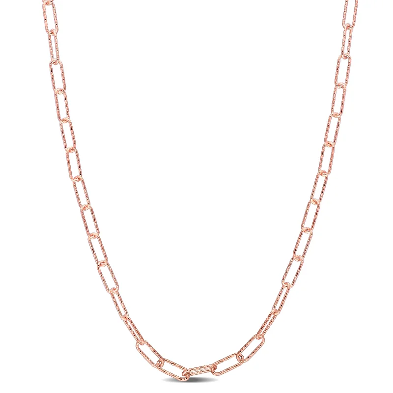 floral pendant necklace -Miadora 18kt Rose Gold Plated Sterling Silver Paperclip Necklace