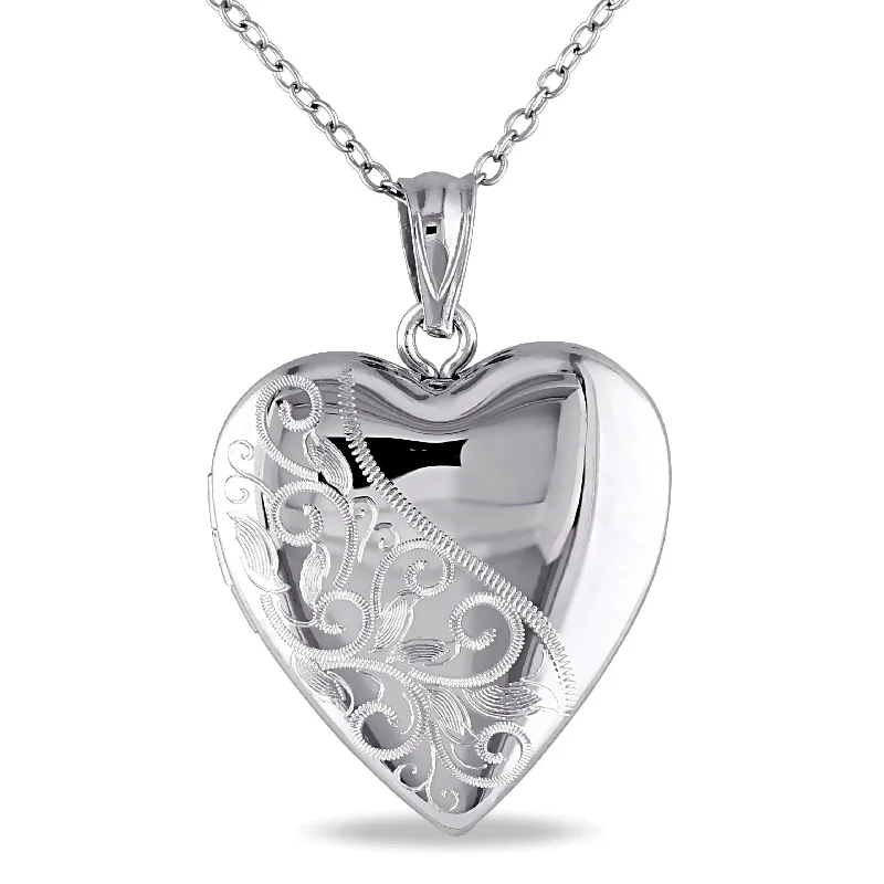 men’s dog tag necklace -Miadora Sterling Silver Heart Locket Necklace