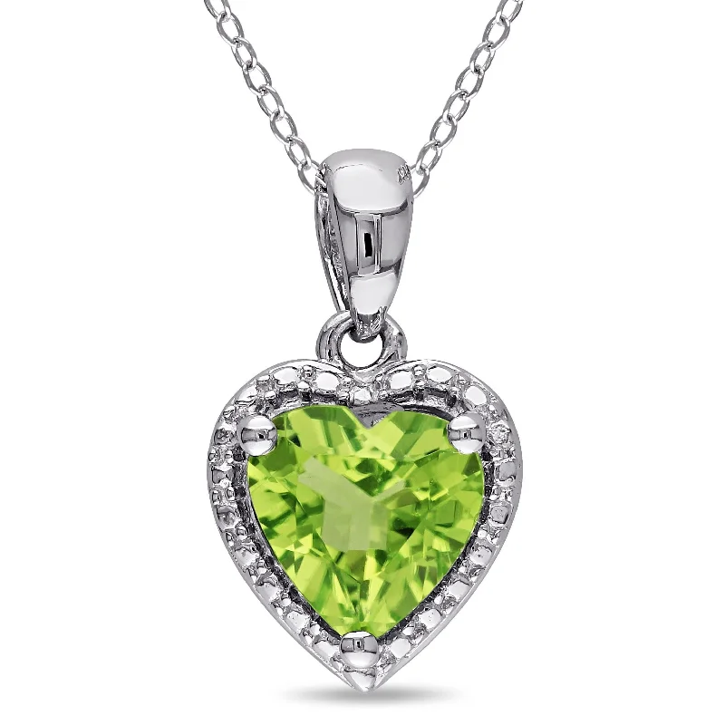 sterling silver infinity necklace -Miadora Sterling Silver Peridot Heart Necklace