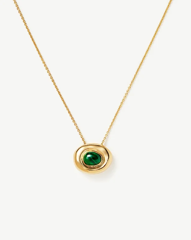 bar pendant necklace for men -Molten Gemstone Doughnut Pendant Necklace | 18ct Gold Vermeil/Malachite