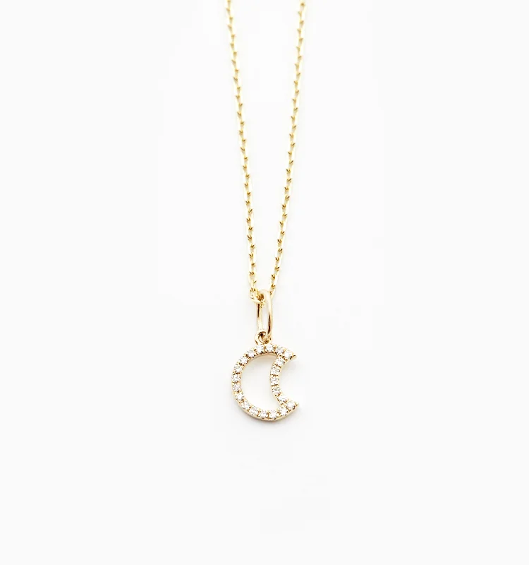 diamond tennis necklace -Open Moon Diamond Necklace