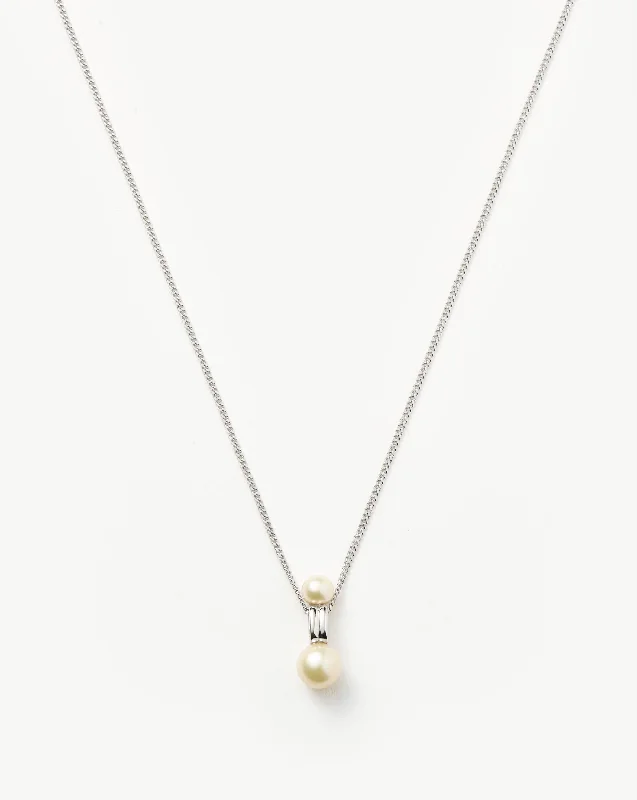 minimalist diamond necklace -Pearl Ridge Pendant Chain Necklace | Sterling Silver/Pearl