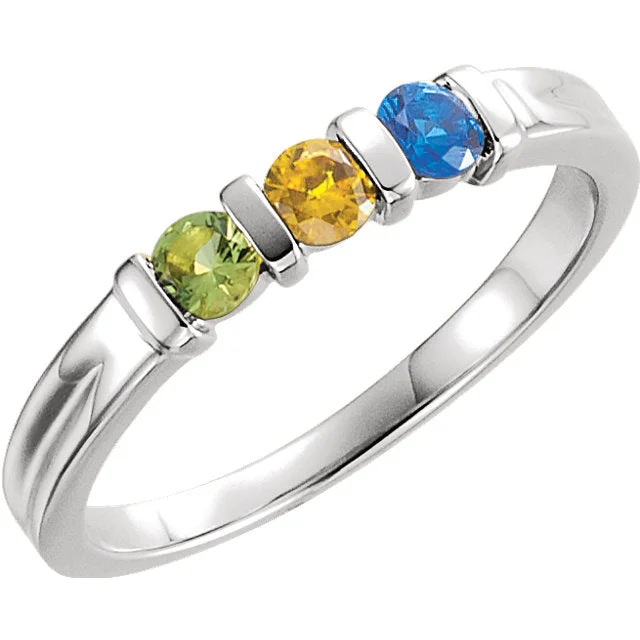 geometric art deco ring -Channel Set Round Mother's Family Birthstone Ring