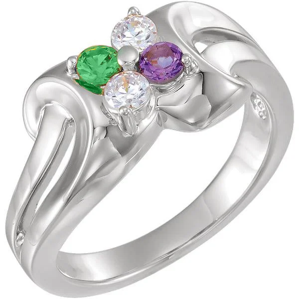 romantic heart charm ring -Mother's Family Birthstone Ring