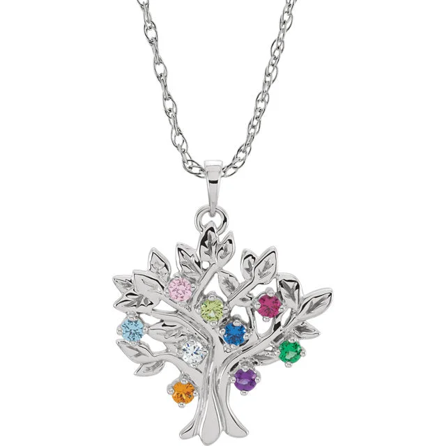 birthstone and pearl necklace -My Tree Family Birthstone Pendant or Necklace