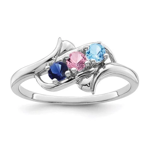 luxury designer ring -Vertical Mother's Family Birthstone Ring