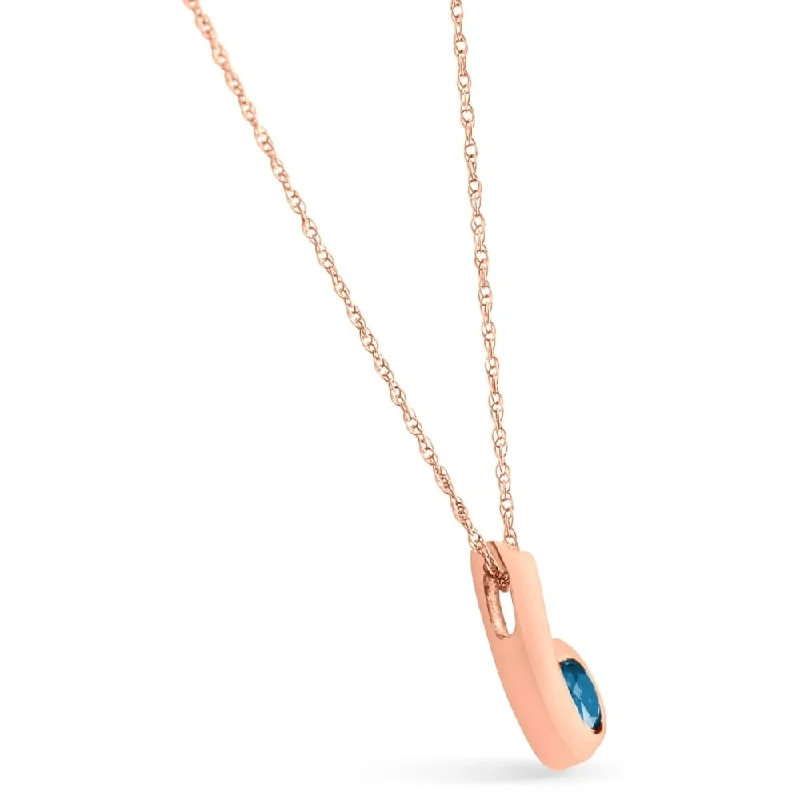 gold pendant necklace for women -Rose Gold 1/4ct Blue Diamond Solitaire Pendant