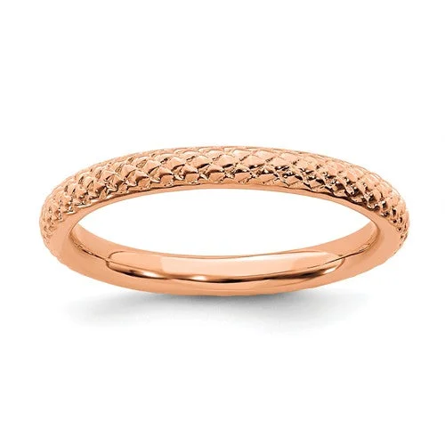 cluster diamond ring -Rose Gold Over Sterling Silver Stackable Expressions Cable Patterned Ring