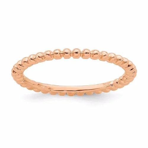 titanium band with wood inlay -Rose Gold Sterling Silver Stackable Expressions Beaded Ring