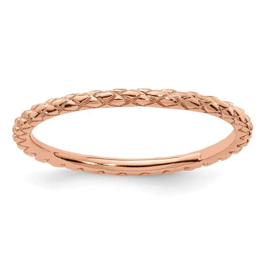 bohemian festival ring -Rose Gold Sterling Silver Stackable Expressions Criss Cross Pattern Ring