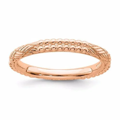 classic eternity band for women -Rose Gold Sterling Silver Stackable Expressions Patterned Ring