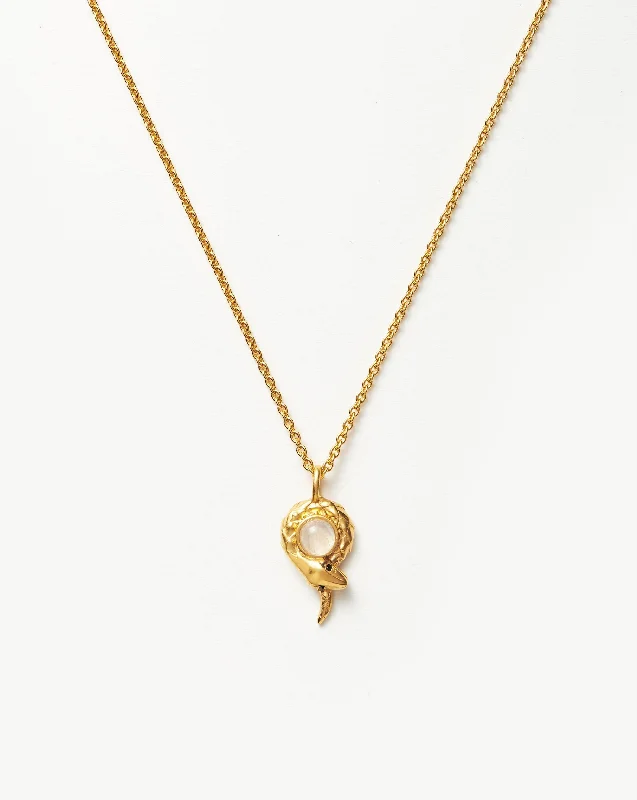 hammered gold pendant necklace -Serpent Coiled Pendant Necklace