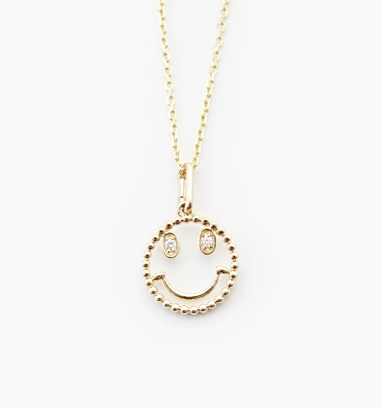 delicate gold necklace -Smiley Diamond Necklace