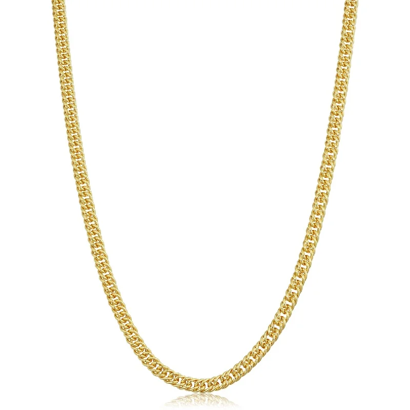 gold choker necklace for women -Solid 14k Yellow Gold Filled 4.3 mm Double Curb Link Chain Necklace For Men and Women