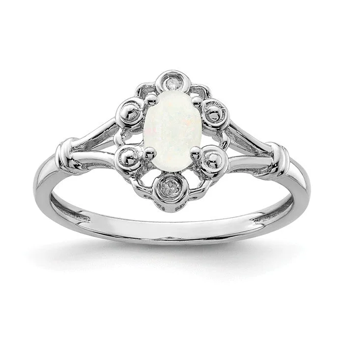 designer gemstone cocktail ring -Sterling Silver Oval Gemstone & Diamond Birthstone Rings