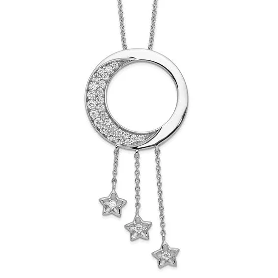 silver chain necklace for men -Sterling Silver & CZ 'I Promise You The Moon And Stars' Necklace