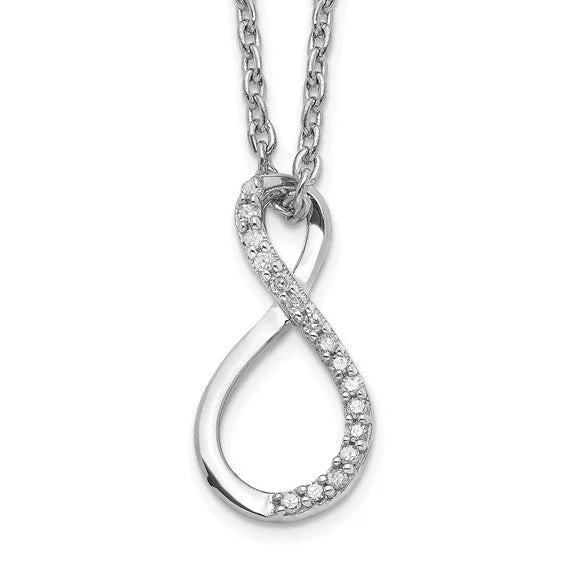 braided leather necklace with pendant -Sterling Silver Genuine Diamond Accent Vertical Infinity Necklace