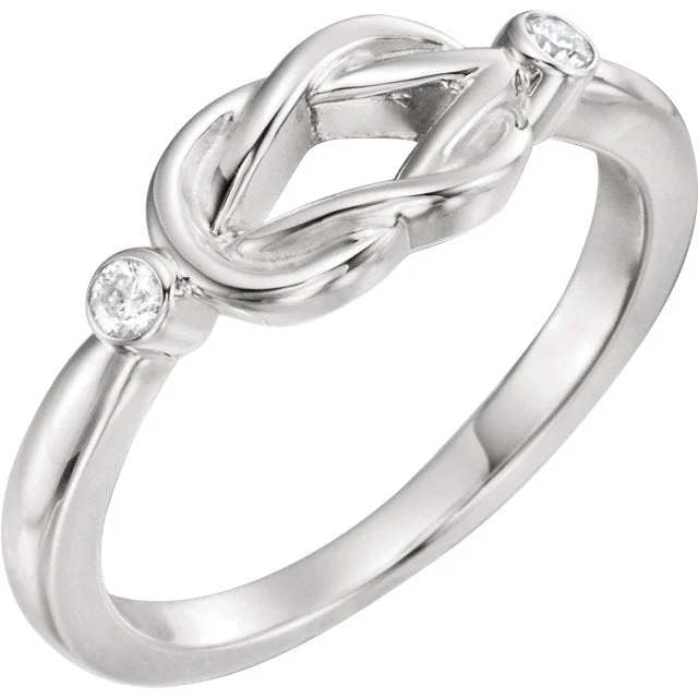 stackable rings for her -2-Stone Diamond Custom Love Knot Ring - Sterling Silver or Solid Gold