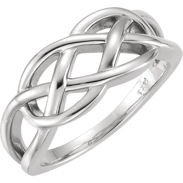 titanium wedding band for men -Sterling Silver Freeform Woven Knot Ring