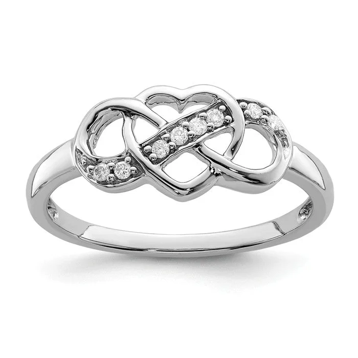 resin flower ring -Sterling Silver Genuine Diamond Infinity Heart Ring