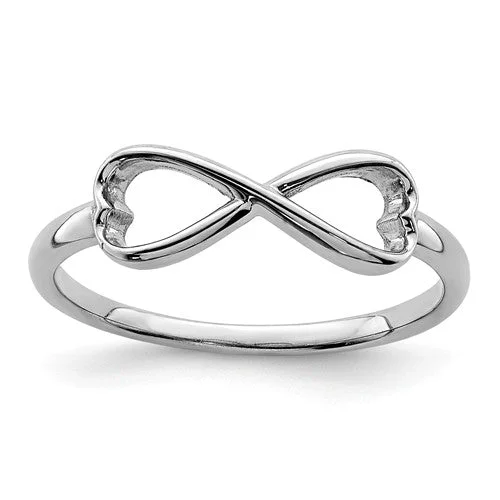 asymmetrical statement ring -Sterling Silver Infinity Heart Ring