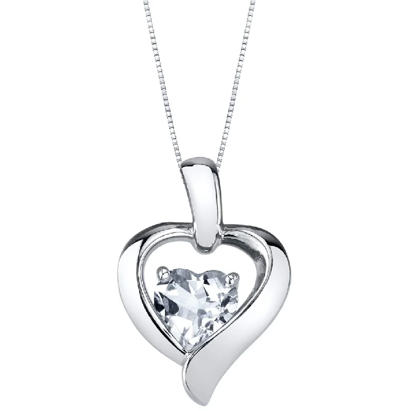 heart and key pendant necklace -Sterling Silver Moissanite Heart Pendant Solitaire Necklace