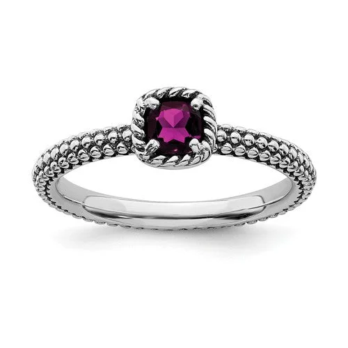 ruby anniversary ring -Sterling Silver Stackable Expressions Rhodolite Garnet Ring