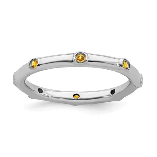 ocean wave style ring -Sterling Silver Stackable Expressions Citrine Ring