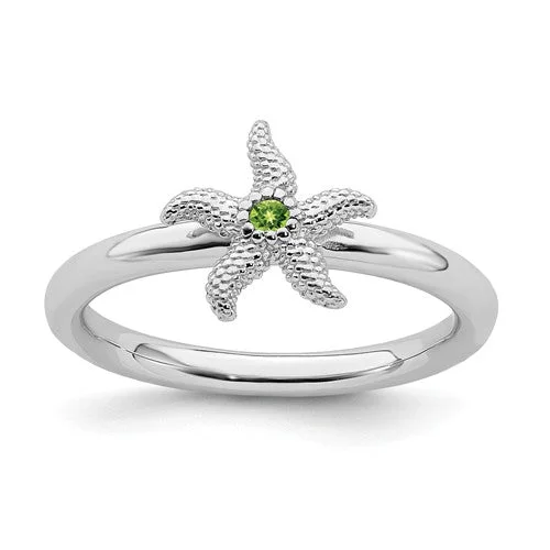 snake shaped wrap ring -Sterling Silver Stackable Expressions Peridot Starfish Ring