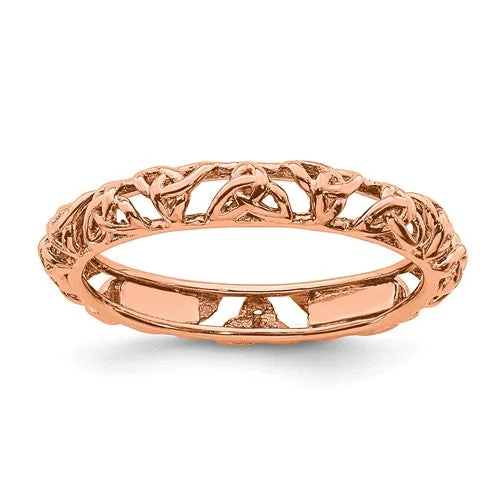 gemstone birthstone ring -Sterling Silver Stackable Expressions Rose Gold-Plated Celtic Knot Eternity Ring