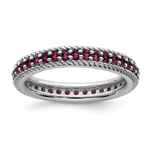 alternative black wedding ring -Sterling Silver Stackable Expressions Created Ruby Eternity Ring