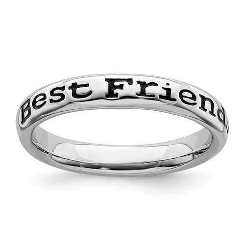 asymmetrical statement ring -Sterling Silver Stackable Expressions Enameled Best Friends Ring