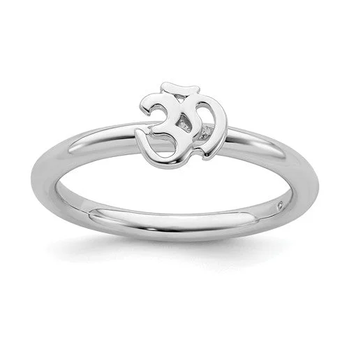 adjustable open ring for women -Sterling Silver Stackable Expressions Ohm Ring