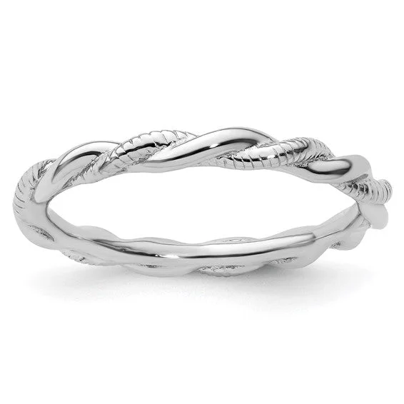 geometric art deco ring -Sterling Silver Stackable Expressions Twist Band Ring