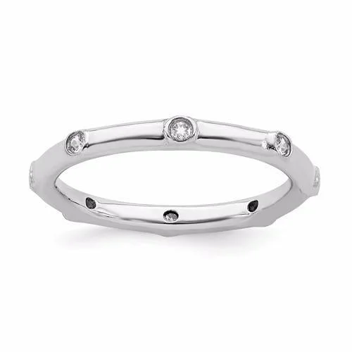 cluster diamond ring -Sterling Silver Stackable Expressions April White Topaz Ring