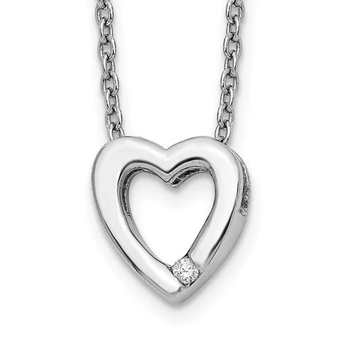 art deco style necklace -Sterling Silver White Ice 0.2ct Diamond Accented Heart Necklace