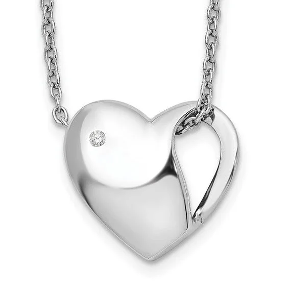 dainty circle pendant necklace -Sterling Silver White Ice .01ct. Diamond Heart Necklace