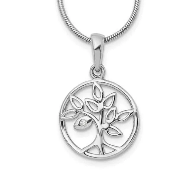 classic rope chain necklace -Sterling Silver White Ice .01ct. Diamond Tree Necklace