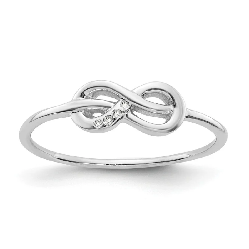 heart shaped promise ring -Sterling Silver White Ice Infinity Knot Diamond Ring