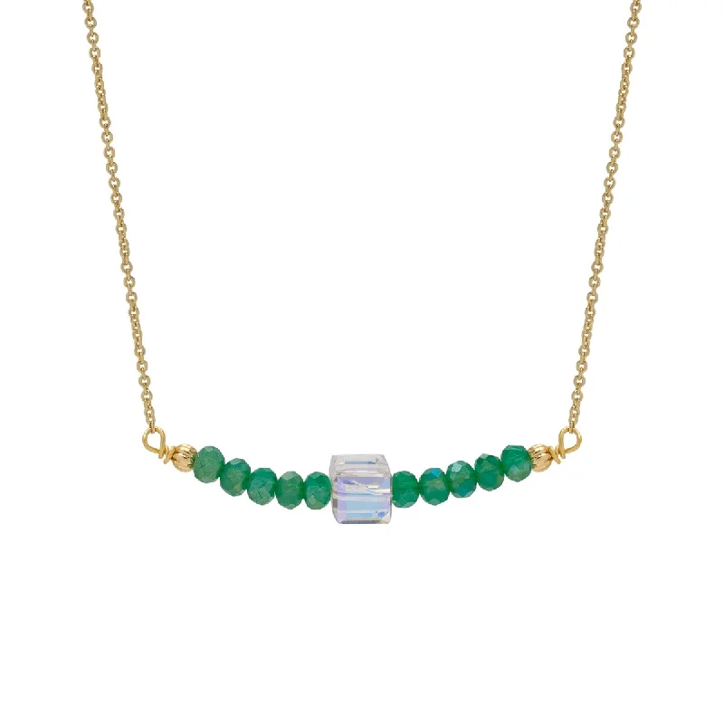 family tree necklace -Victoria Townsend Gold Plated Clear Cube And Green Crystal Barcode Necklace